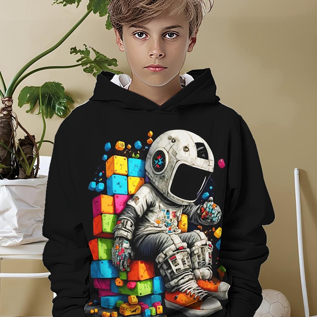 Kids Clothes Boys Hoodies Long Sleeve Fashion 3D Astronauts Print Children Spring Fall Clothes Casual Outdoor Boys Clothes Tops