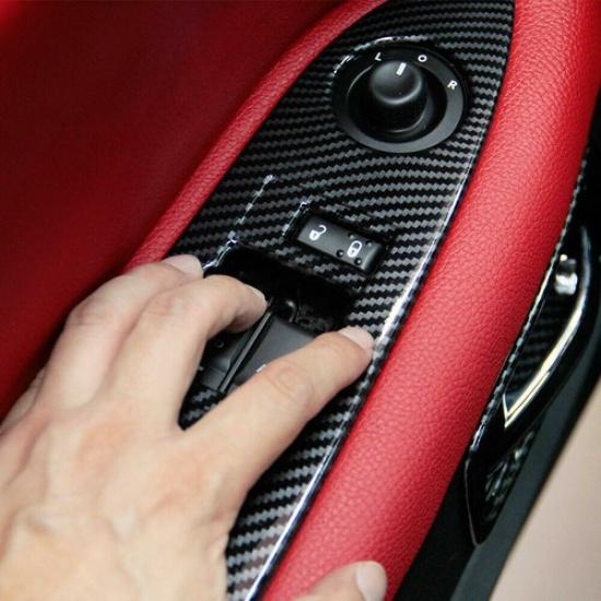 For Challenger 2009-2014 Window Lift Switch Knob Button Cover Panel Carbon Fiber