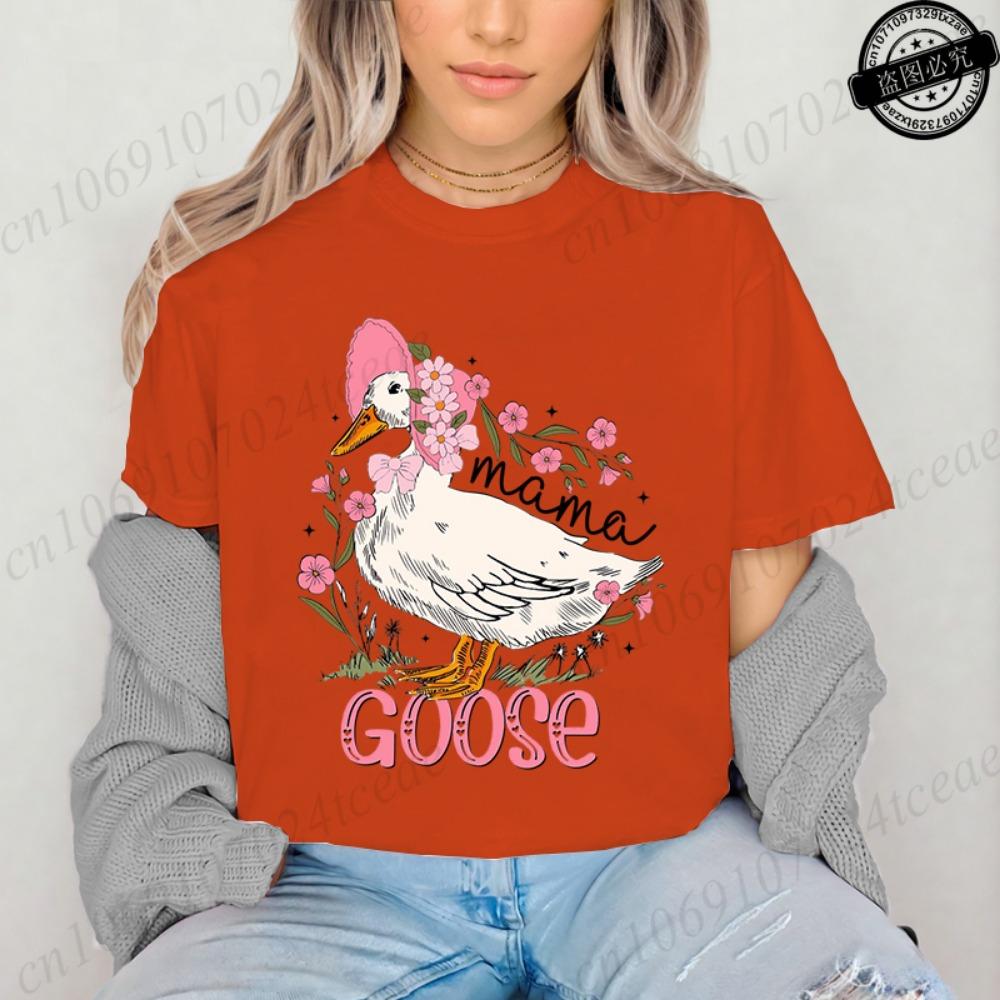Mama Goose Cute T-Shirts for Women,Grateful for Being Mom Tee Tops,Strong and Bless Mom Women's Shirt Clothes,Gift for Mother