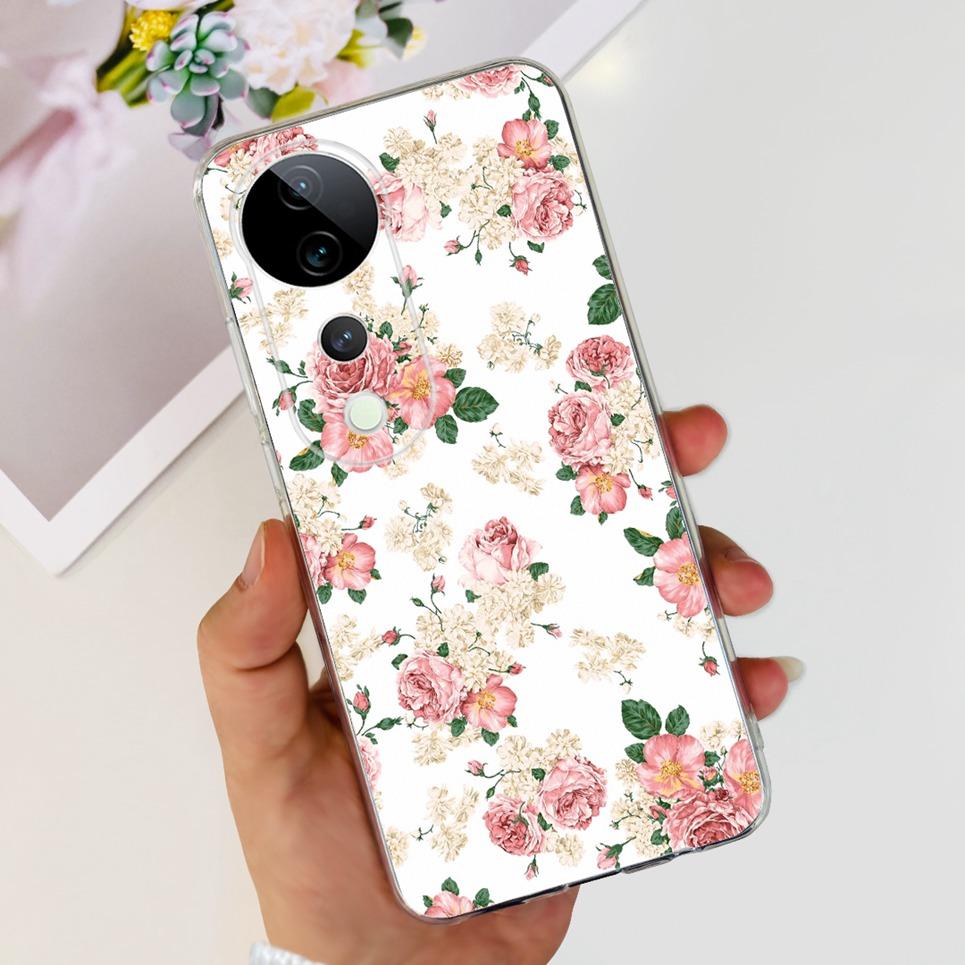 Flower Butterfly Women Fashion Back Cover For Vivo S19 Pro 5G V2362A Phone Funda Transparent Soft TPU Slim Silicone Bumper Etui
