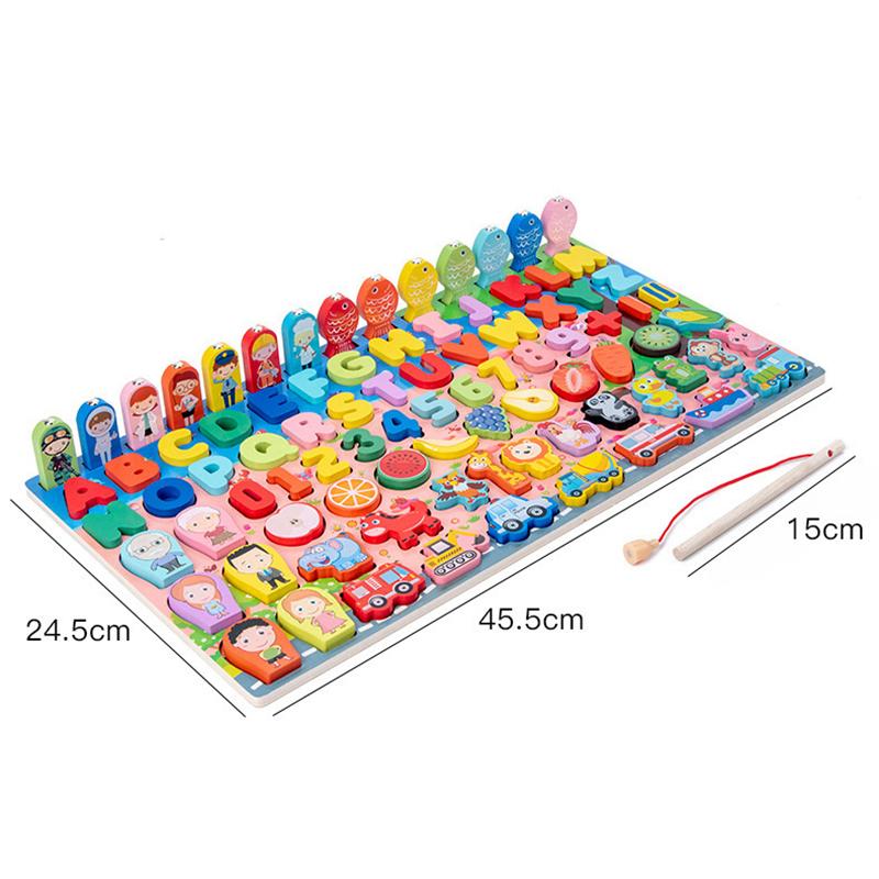 Деревянные игрушки Монтессори Фрукты Цифровой Алфавит Животные Транспорт Фигурки Сопоставление Пазл Доска для занятий для дошкольников Образовательные игрушки для детей