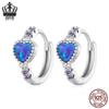 Avle S925 Sterling Silver Purple Opal Heart-Shaped Earrings