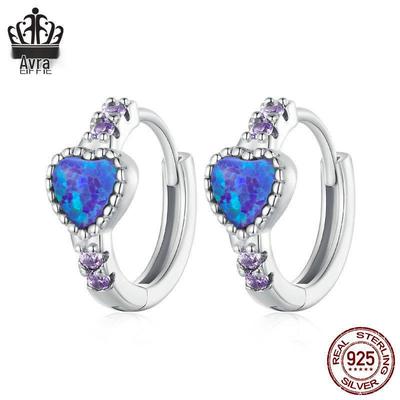 Серьги-пусеты Avle S925 из стерлингового серебра с фиолетовым опалом в форме сердца