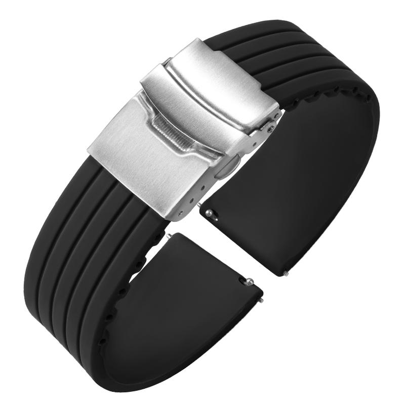 Премиальный резиновый силиконовый ремешок для часов Универсальный водонепроницаемый спортивный ремешок со складной застежкой 18/20/22/24 мм для браслета Seiko Аксессуары