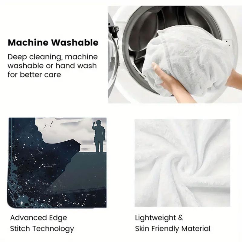 1Pc Posterillustration Print Flannel Blanket, High quality Comfortable for All Seasons, Warmth and Comfort, Perfect for Christmas Gifts