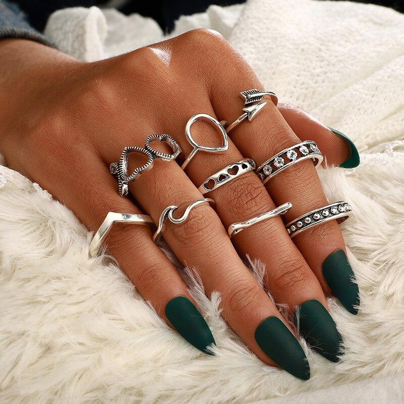 Rings for Women Stainless Steel Jewelry Fidget Ring Set Schmuck Sets Bague Femme Bohemian Bague Couple Accessories Anelli