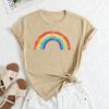 Summer Women's Rainbow Print Loose Round Neck Casual Pure Cotton Short Sleeved T-shirts Women's