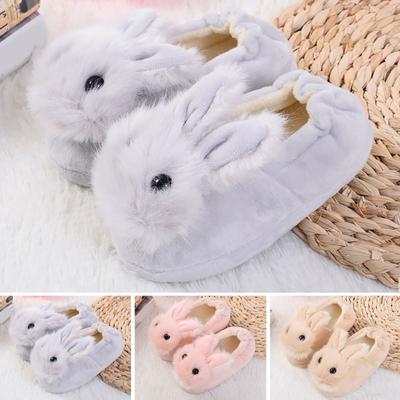 Детские теплые нескользящие хлопковые тапочки с рисунком кролика Fluffys, детские тапочки