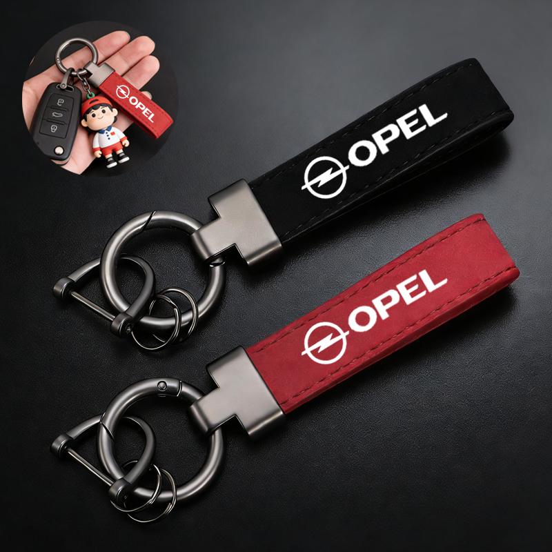 High-Grade Leather Suede Keychain Motorcycle Key Ring For Opel Antara Astra Insigni mokka Corsa Mokka Vectra opc opcline