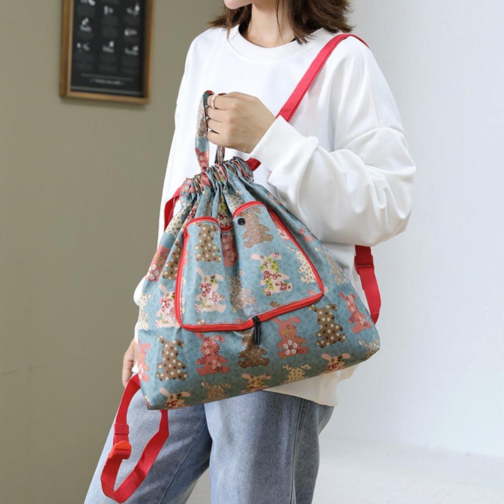 Lightweight Drawstring Bag Multifunctional Folded Backpack Portable Shopping Bag Camping
