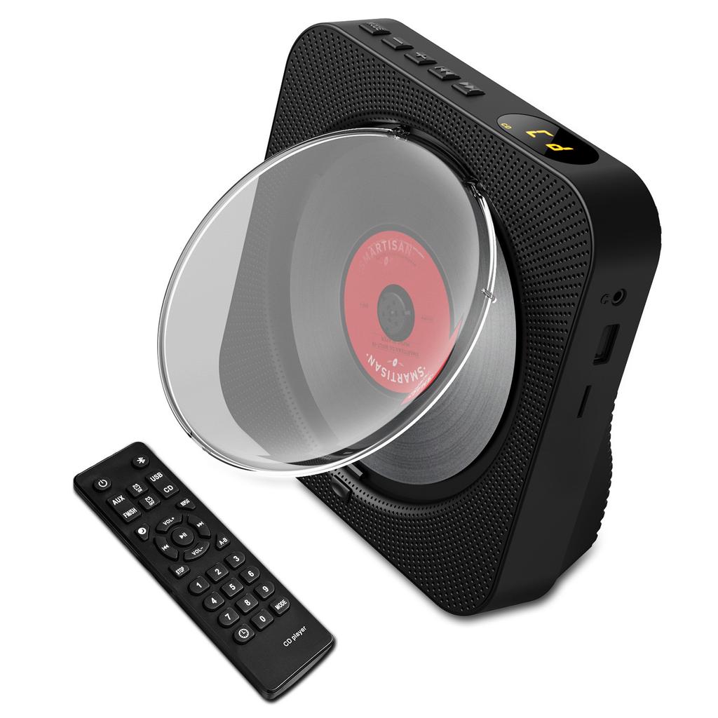 BT5.1 CD Player Portable Music Player FM Radio Desktop CD Runner with Dustproof Cover LED Display 6