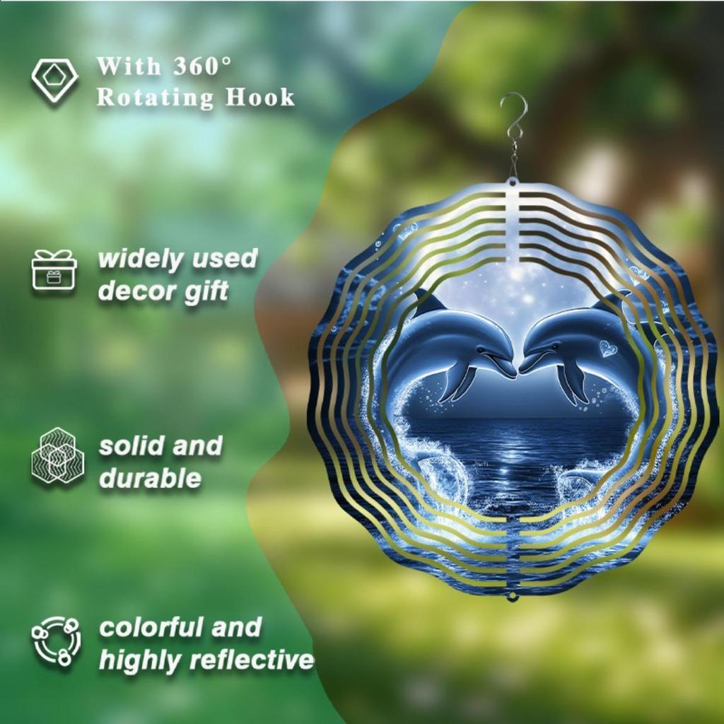Романтическая 2D Металлическая Подвеска-Колокольчик в виде Дельфина со Свечением Ночного Неба для Декора в Помещении и на Улице, Сада, Патио, на День Благодарения