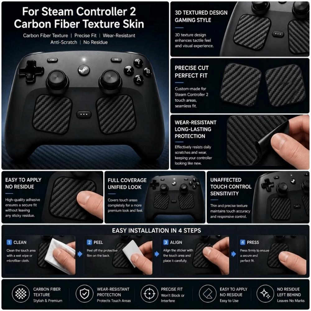 2Pcs Anti-Scratch Touchpad Stickers Protective Skin for Steam Controller 2 Gaming Accessories