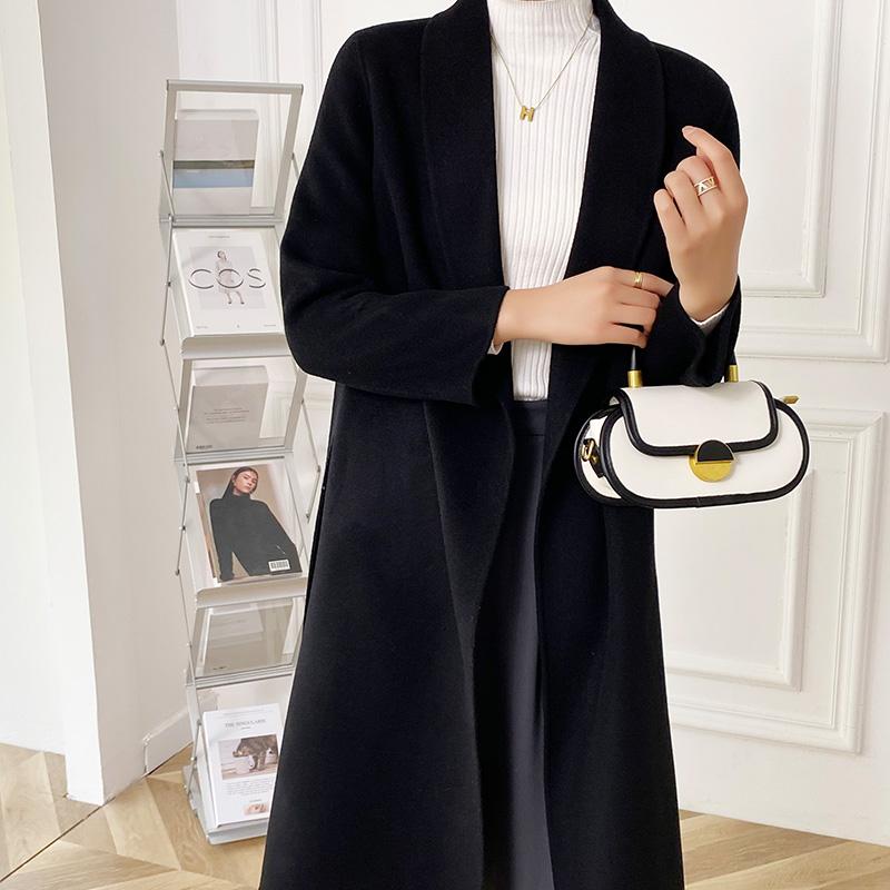 Женское пальто из 100% шерсти TIDENOVEL Осеннее шерстяное длинное пальто Ручной работы Пальто-бушлат Зимняя теплая шерстяная длинная куртка Пальто