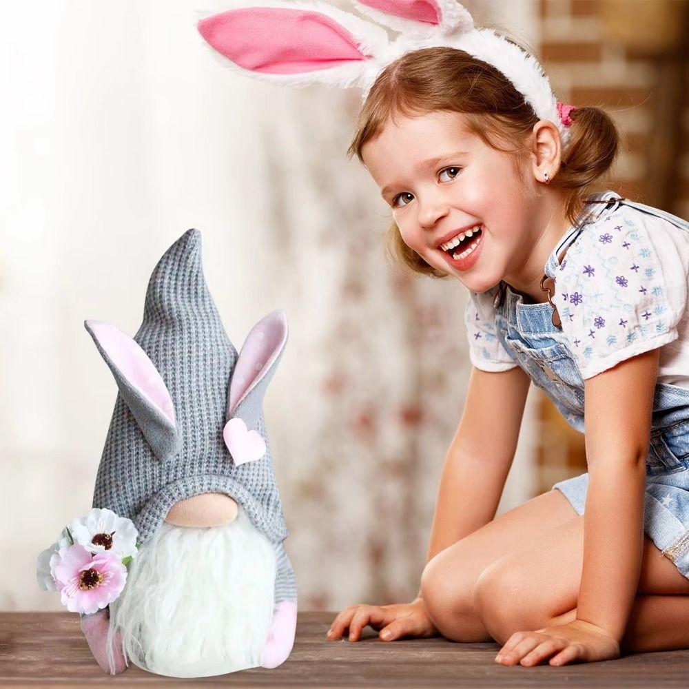 Kawaii Easter Faceless Dwarf Doll Mini Gnome Rabbit Doll Flower Easter Decoration  Home