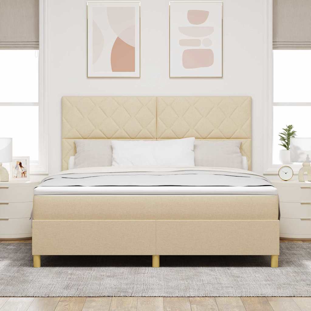Boxspring Bed with Headboard Cream 180 x 200 cm Fabric