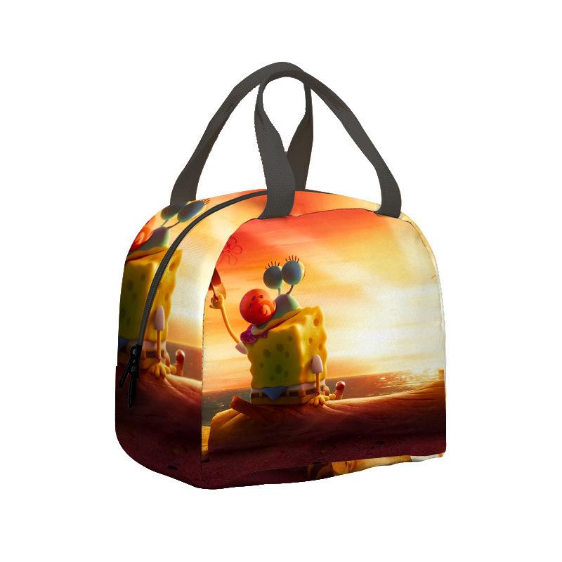 Spongebob Squarepants Lunch Bag Cartoon Animation Student Insulation Lunch Box, Picnic Bag Portable Storage Bag Full Printing