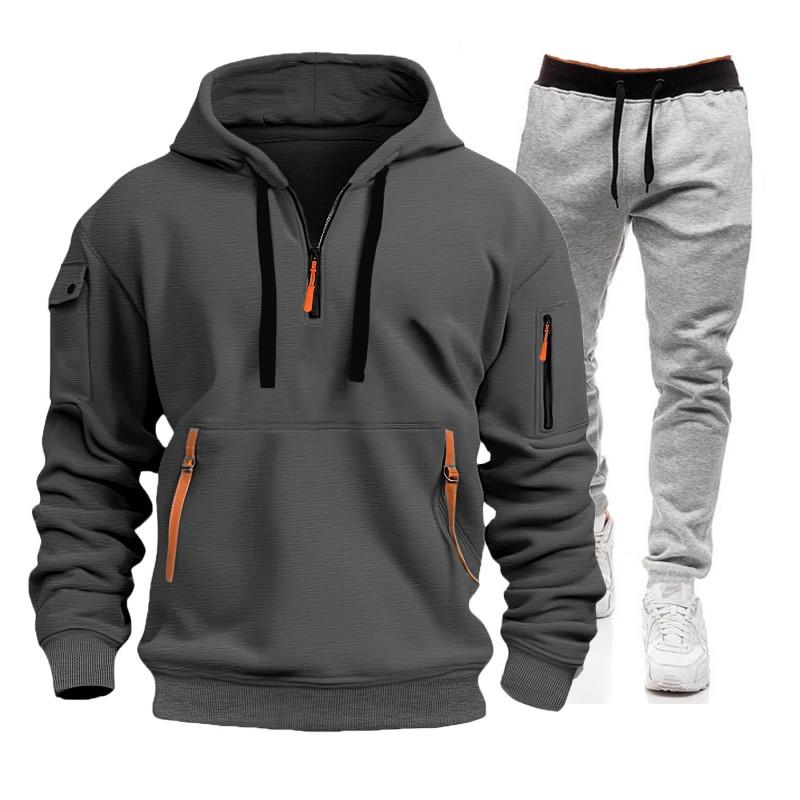 Mens Tracksuit Set Hooded Sweatshirt Jogger Pants Winter Sportswear