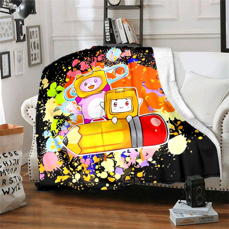 1pc Blanket Lankybox Foxy and Rocky3 Print Design, Lightweight Blanket for Sofa, Bed- Soft &Warm, Gift for All Seasons like Christmas, Halloween