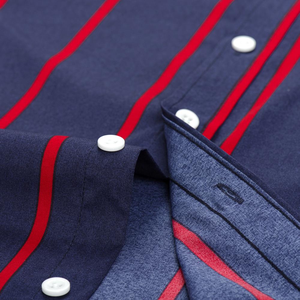 Мужская классическая рубашка в полоску с цветными блоками на весну и лето без карманов, легкие рубашки на пуговицах с длинными рукавами, устойчивые к морщинам