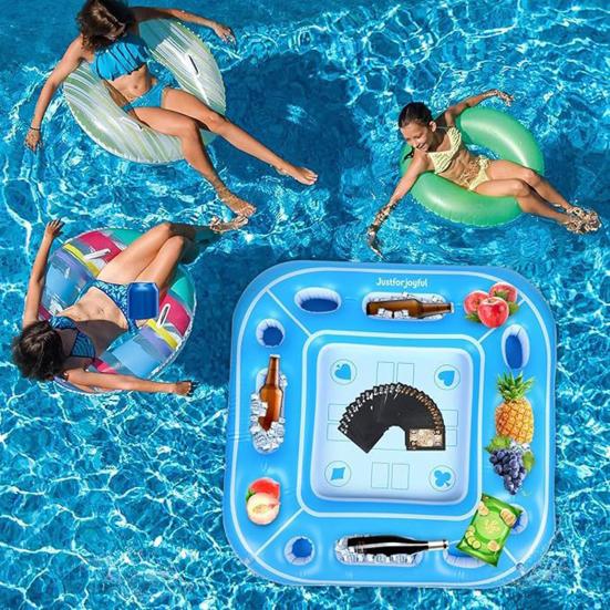 Плавающий игровой стол для бассейна, надувной стол для настольных игр с подстаканниками, плавающий бар с едой и напитками, летние аксессуары для бассейна для взрослых и детей