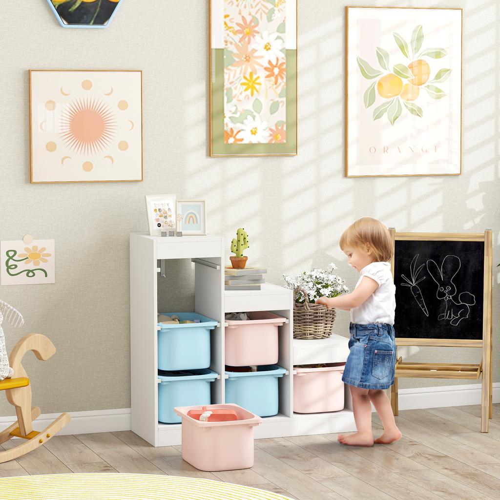 Toy Storage Organiser w/ 6 Removable Bins Ages 3-8 Multi-colour