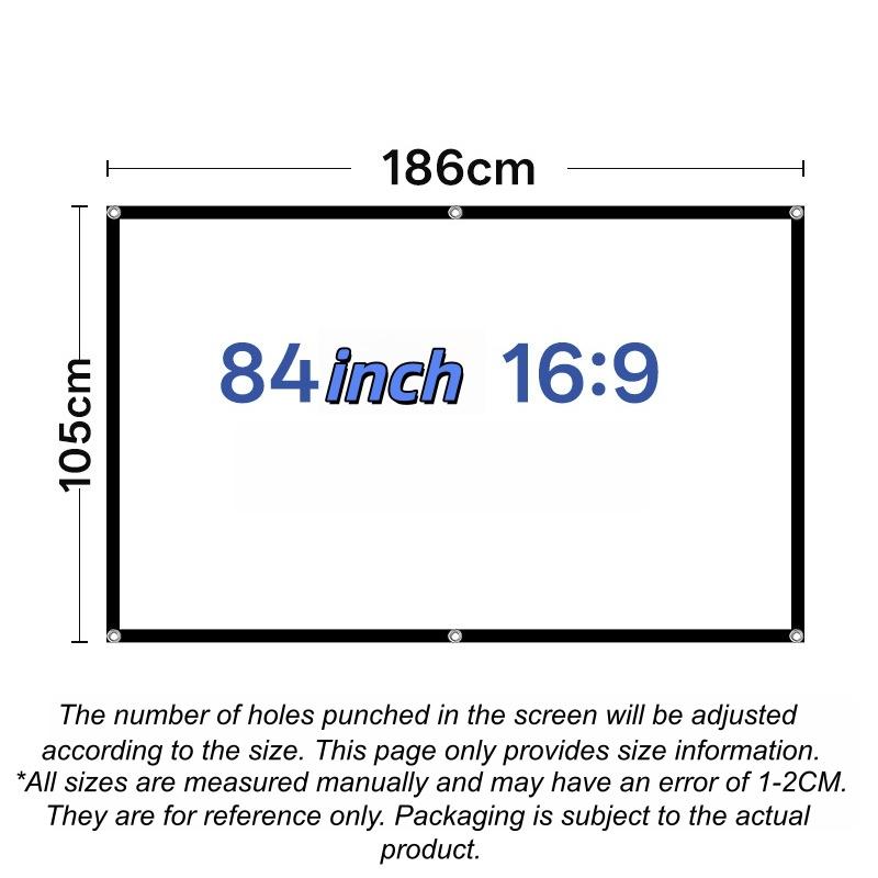 Compact Portable Anti-Light Projector Screen Flexible Use 60/72/84/100/120 Inches for Travel