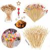 50pcs Disposable Bamboo Fruit Picks Artistic Fruit Picks Love Plum Blossom Five Pointed Star Fruit Picks Cocktail Decoration Bamboo Picks