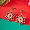 Pearl Snowflake Earrings Rhinestone Xmas Dangle Earrings Fashion Christmas Stud Earrings  Girls