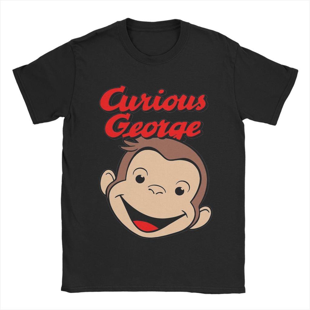 Cartoon Banana Cute Brown Monkey T Shirt Cotton Fun T-Shirts Crewneck Curious George Tees Short Sleeve Clothes Plus Size