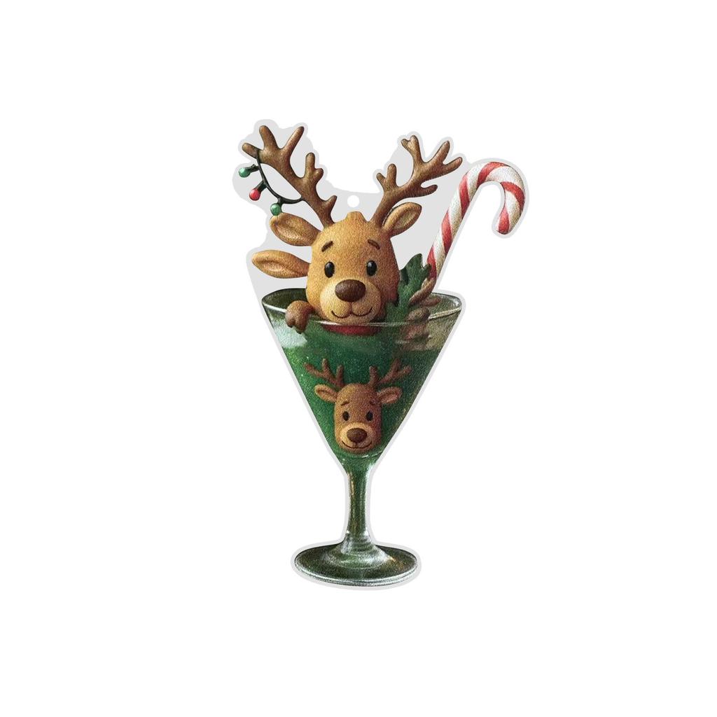 2D Flat Acrylic Christmas Beverage Cup Ornaments Interesting Christmas Pendants