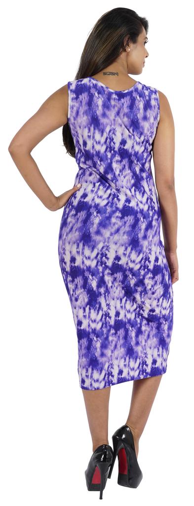 Bimba Платье-миди с принтом Bodycon для женщин, повседневное, без рукавов, вискозный трикотаж
