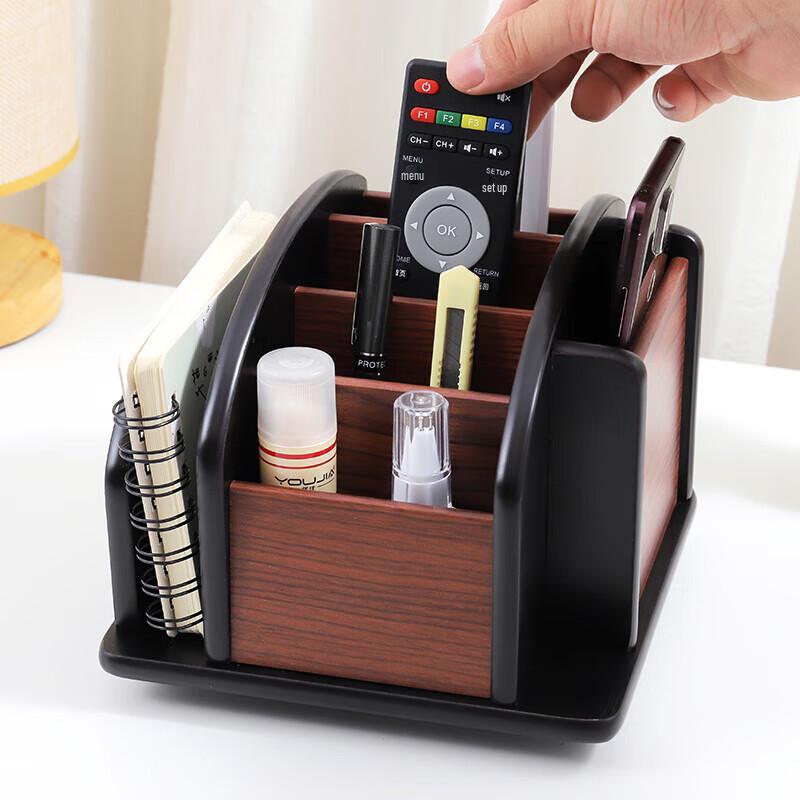 Wooden Rotating Desk Organizer