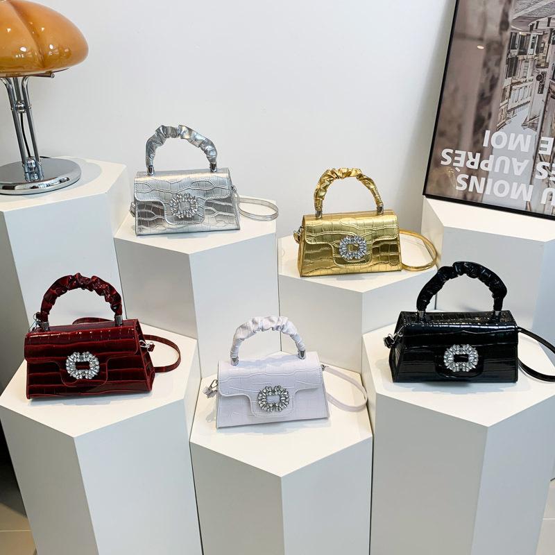 Stone Pattern Handbag Fashionable Small Square Bag Texture Pu Shoulder Bag Niche Versatile Messenger Bag