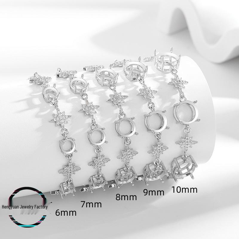 Dopamine Starfish Bracelet DIY Setting with Round Huazi Diamond Cabochon, Imitation 925.