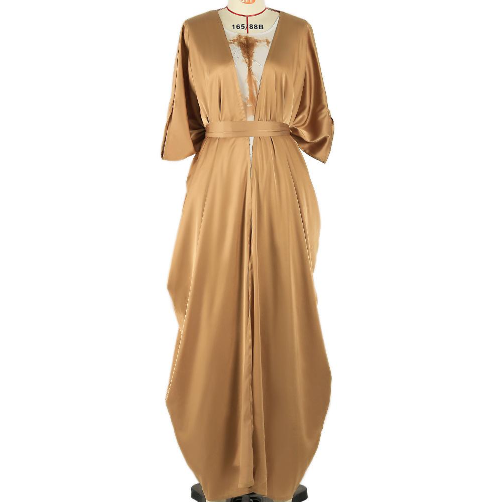 Muslim Women Sequins Two Piece Hand Printed Dress Loose Robe Muslim Dress