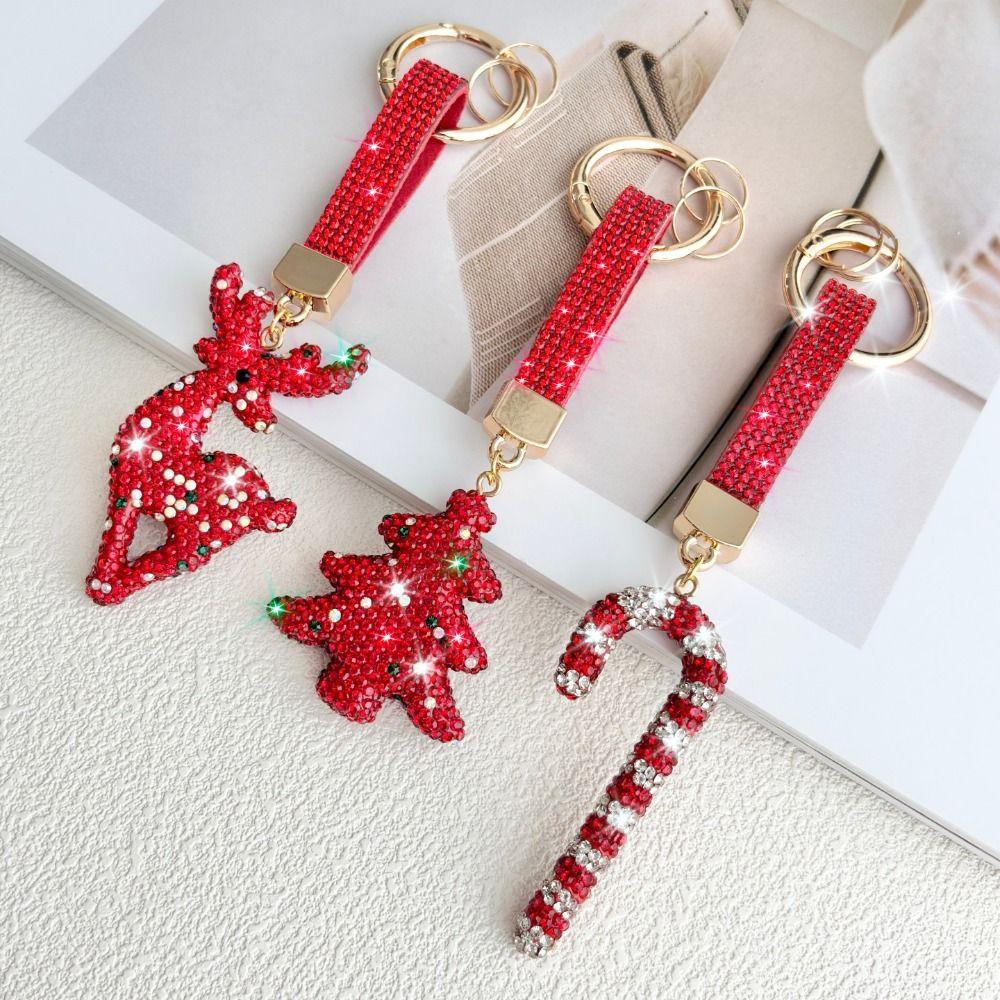 Christmas Tree Santa Claus Keychain Cane Metal Xmas Pendant Christmas Gifts
