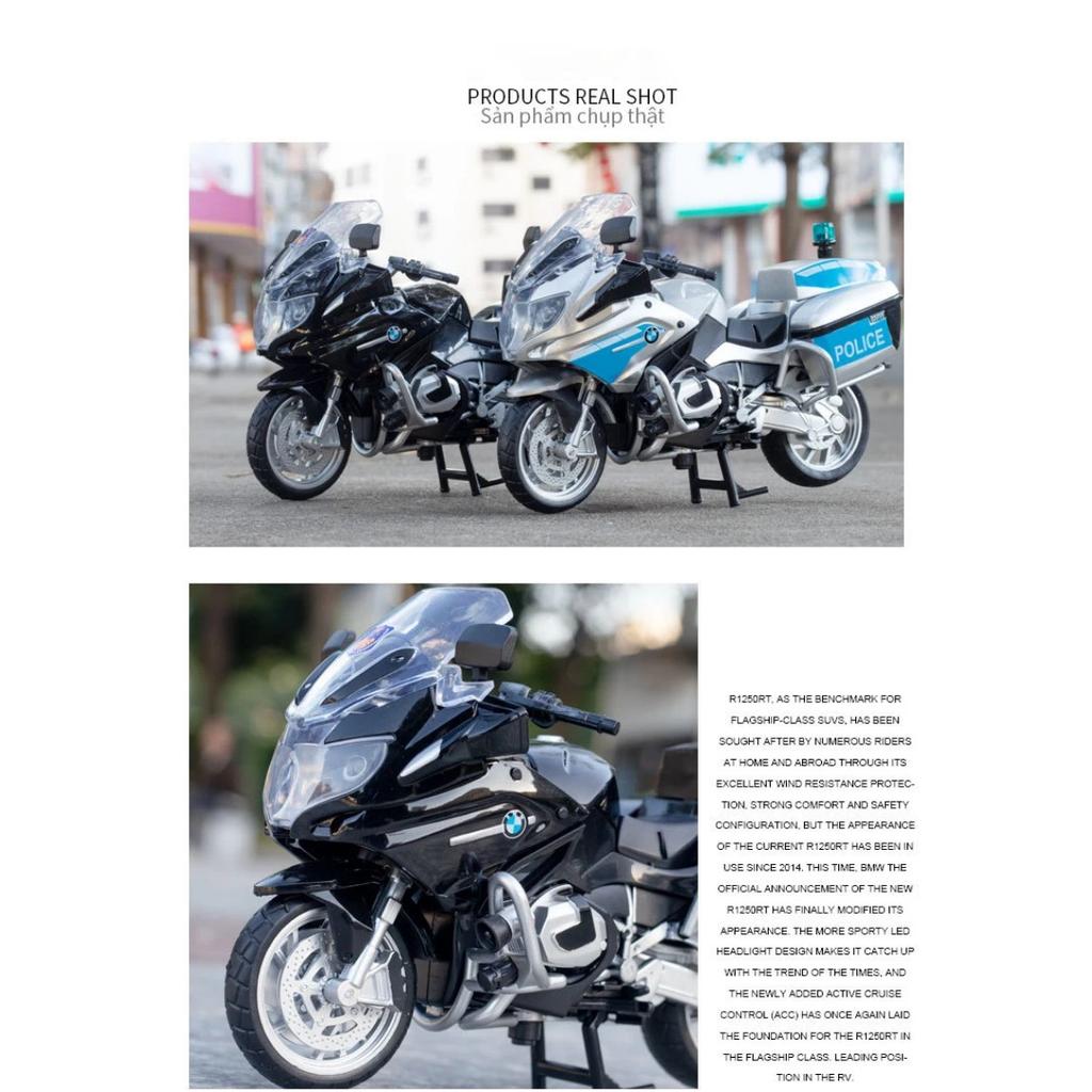 1/12 BMW R1250RT-P Полицейская имитация мотоцикла из сплава Модель амортизаторов Звук и свет Коллекция игрушечных машинок Подарок для детей