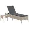 VidaXL Chaise longue avec table et coussin gris clair résine tressée, transat, lit de repos de jardin, meuble d'extérieur, 4002733