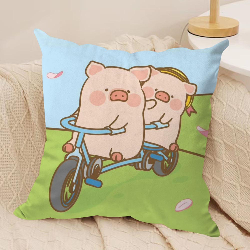 Мультяшная Розовая Наволочка L-Lulu Pig из Шелковистого Короткого Плюша, Двусторонняя Печать, для Подушки на Диван, Декор для Дома на Все Сезоны, Подарок
