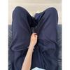 Navy Blue Tencel Linen Pants Women's New Summer Thin Casual Drape Small Straight Ice Silk Wide-leg Pants
