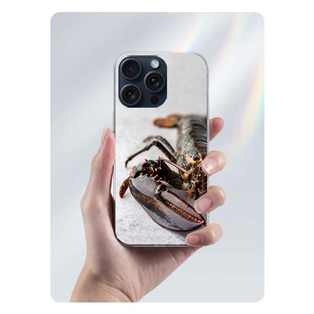 Прозрачный чехол для телефона с живым лобстером для iPhone 17 Air 16 Pro Max 15 Pro 14 Plus 17E 16E 11 13 12 Mini Чехлы Fundas Cell TPU Capa