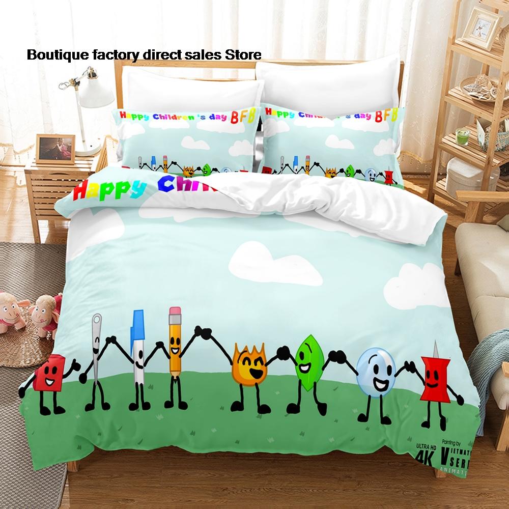 3PCS Battle for Dream Island Print Duvet Cover All Sizes for Fans Bedroom BFDI W.O.A.H. Bunch Bedding Set