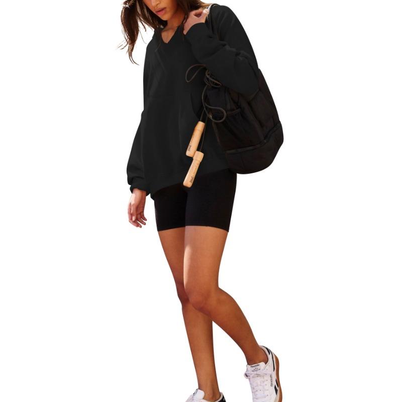 Женская толстовка с капюшоном осень-зима свободного покроя с капюшоном и карманом