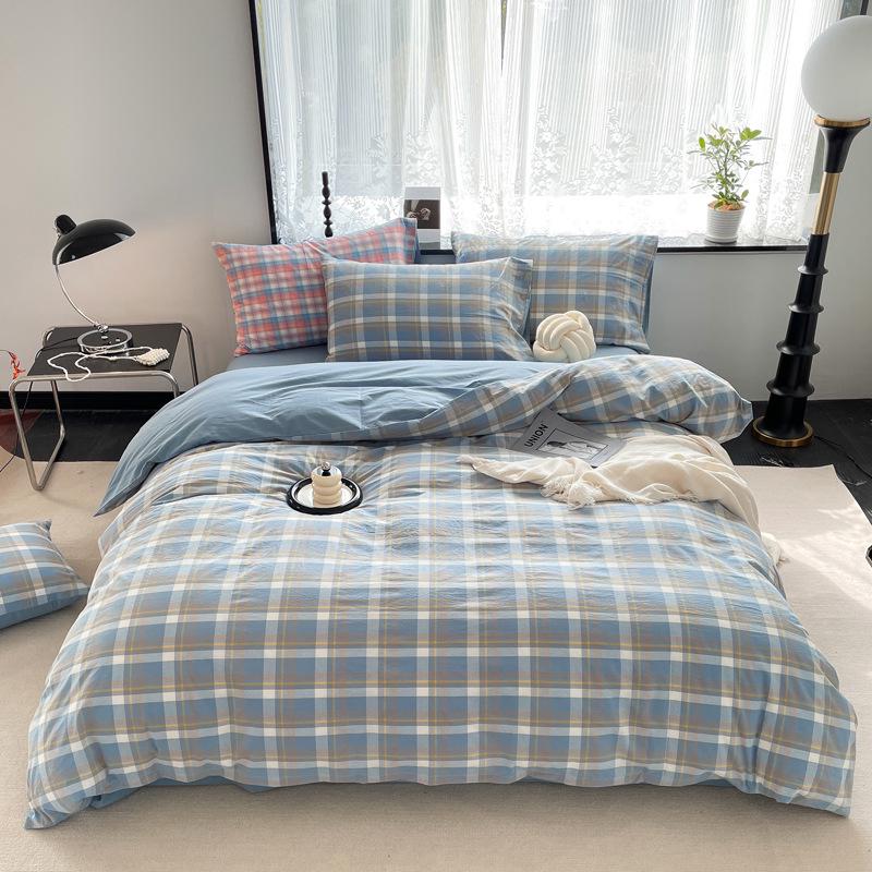 Серия AB Cotton: Комплект постельного белья из чистого хлопка для общежития - односпальный, из четырех частей с простынями