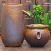 Retro Ceramic Hydroponic Flower Pot with Water Circulation & Filtration for Courtyard Landscaping