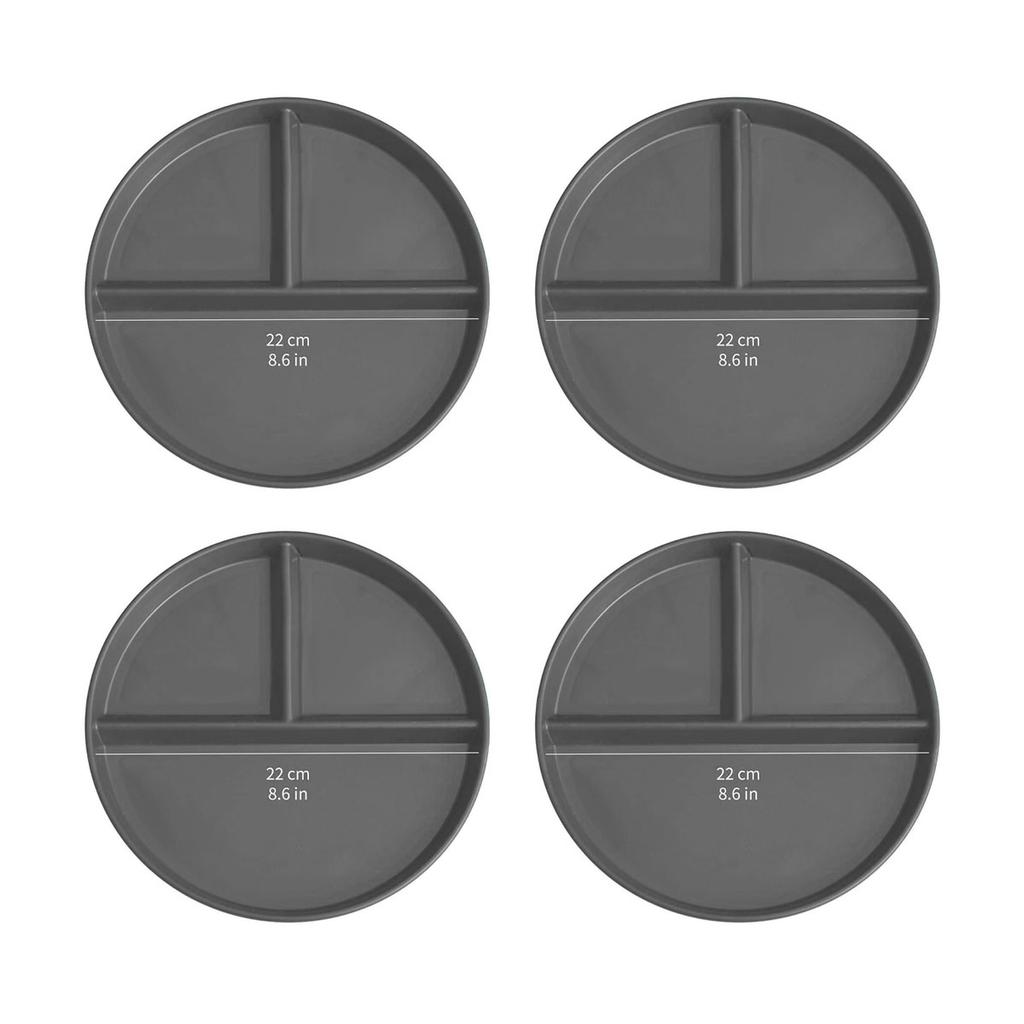 Круглая пластиковая тарелка для ужина с отделениями, пригодная для микроволновой печи, тарелка для салата, фруктов, еды, блюдо для женщин, контроль диеты, кухонная посуда