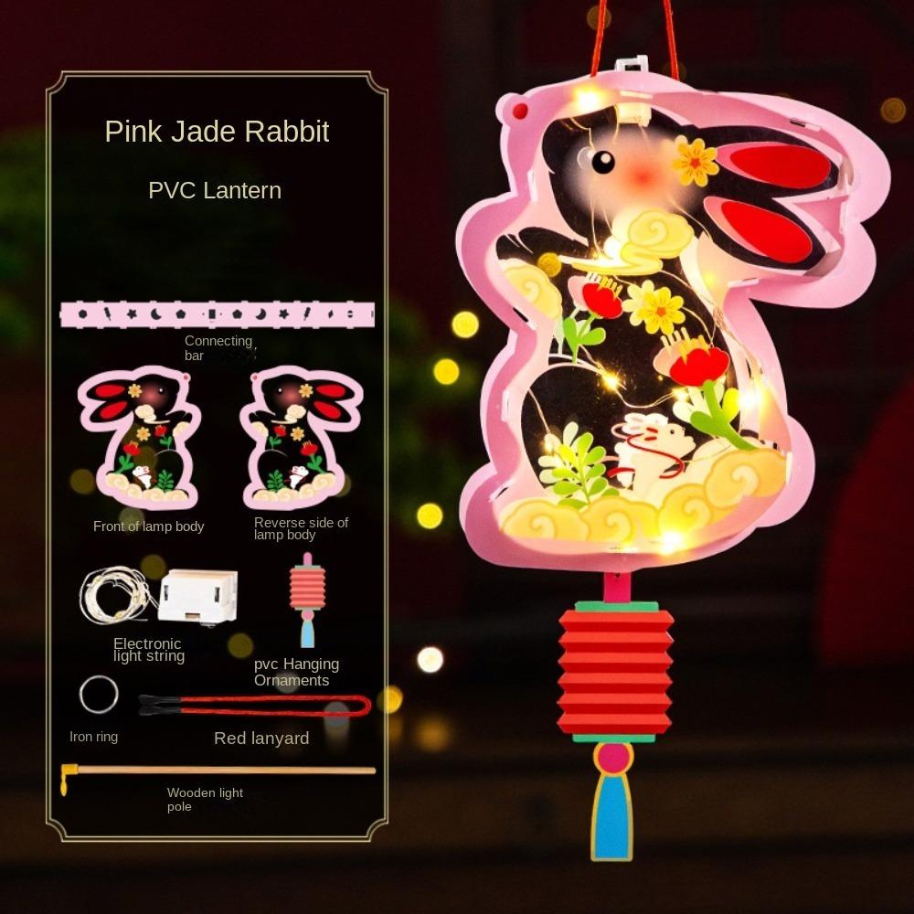 PVC Mid Autumn Rabbit Lantern Chinese Ancient Style Handheld Lantern  Women Children