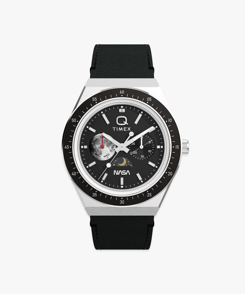 Taimaegseu X Nasa Q Timex Винтажные Черные Кожаные Часы 40 мм