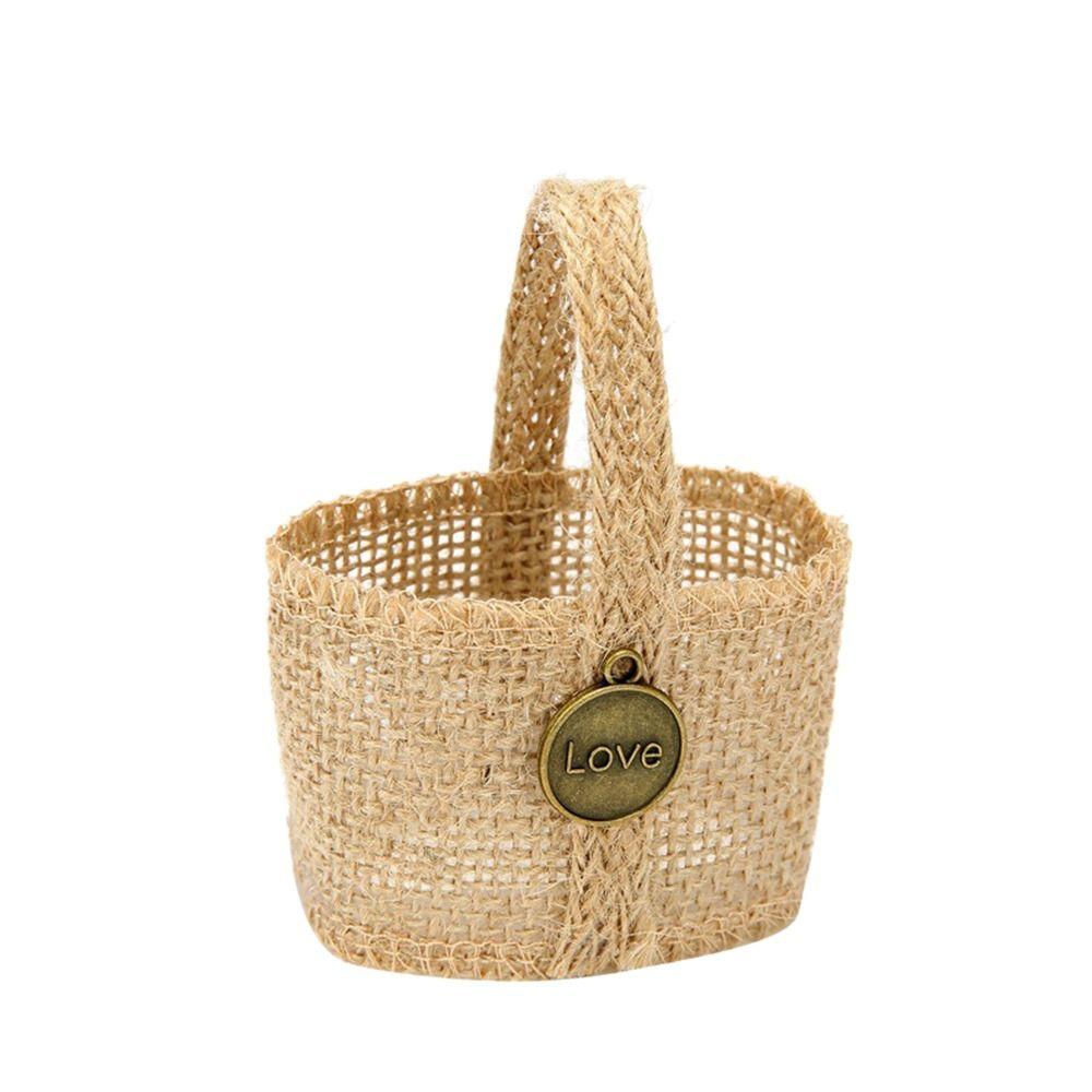 2pcs Lace Bowknot Flower Girl Basket Retro Candy Gift Bag Wedding Ceremony Party Decoration